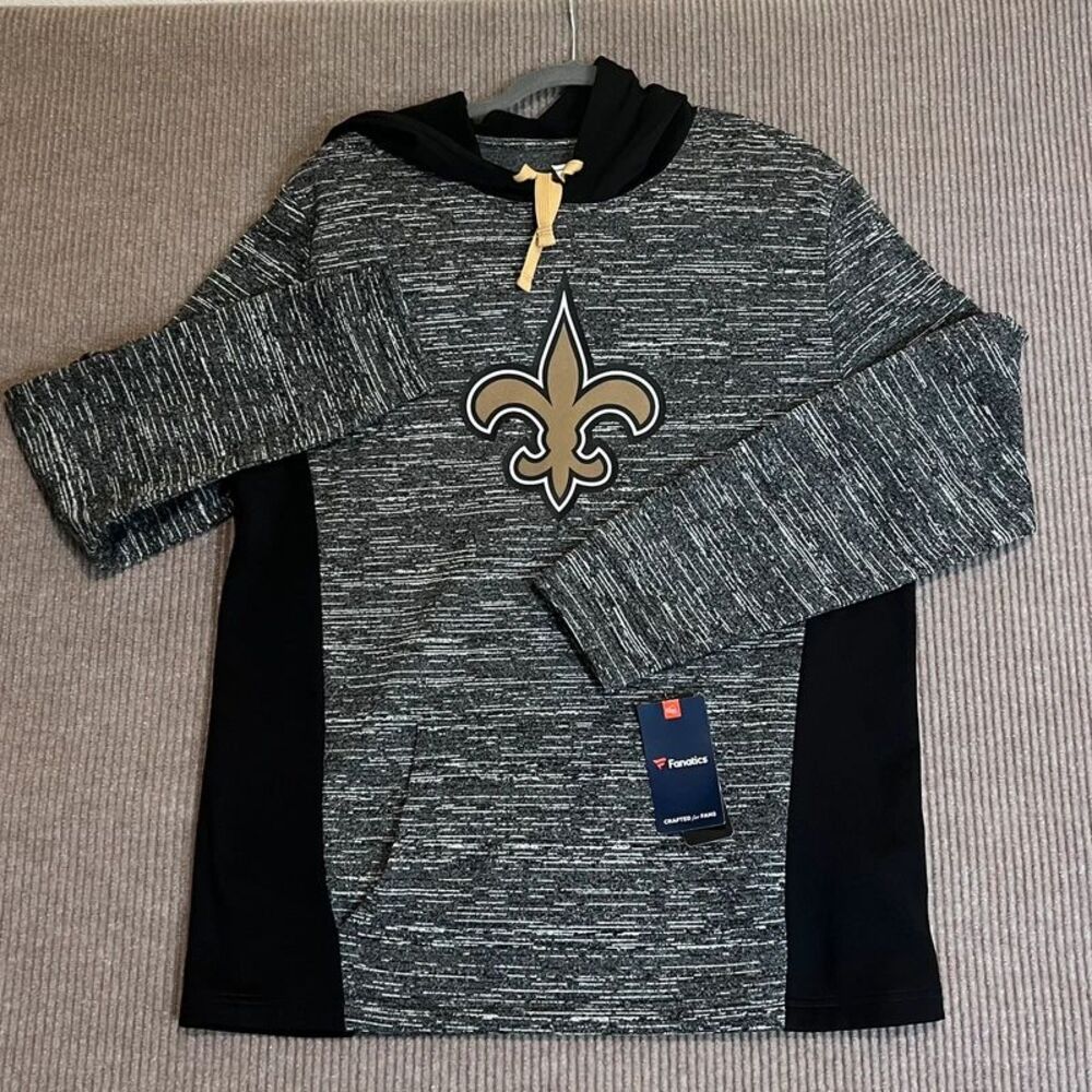 New Orleans Saints Fanatics Instant Replay Pullover Hoodie Mens L NWT Gray NFL